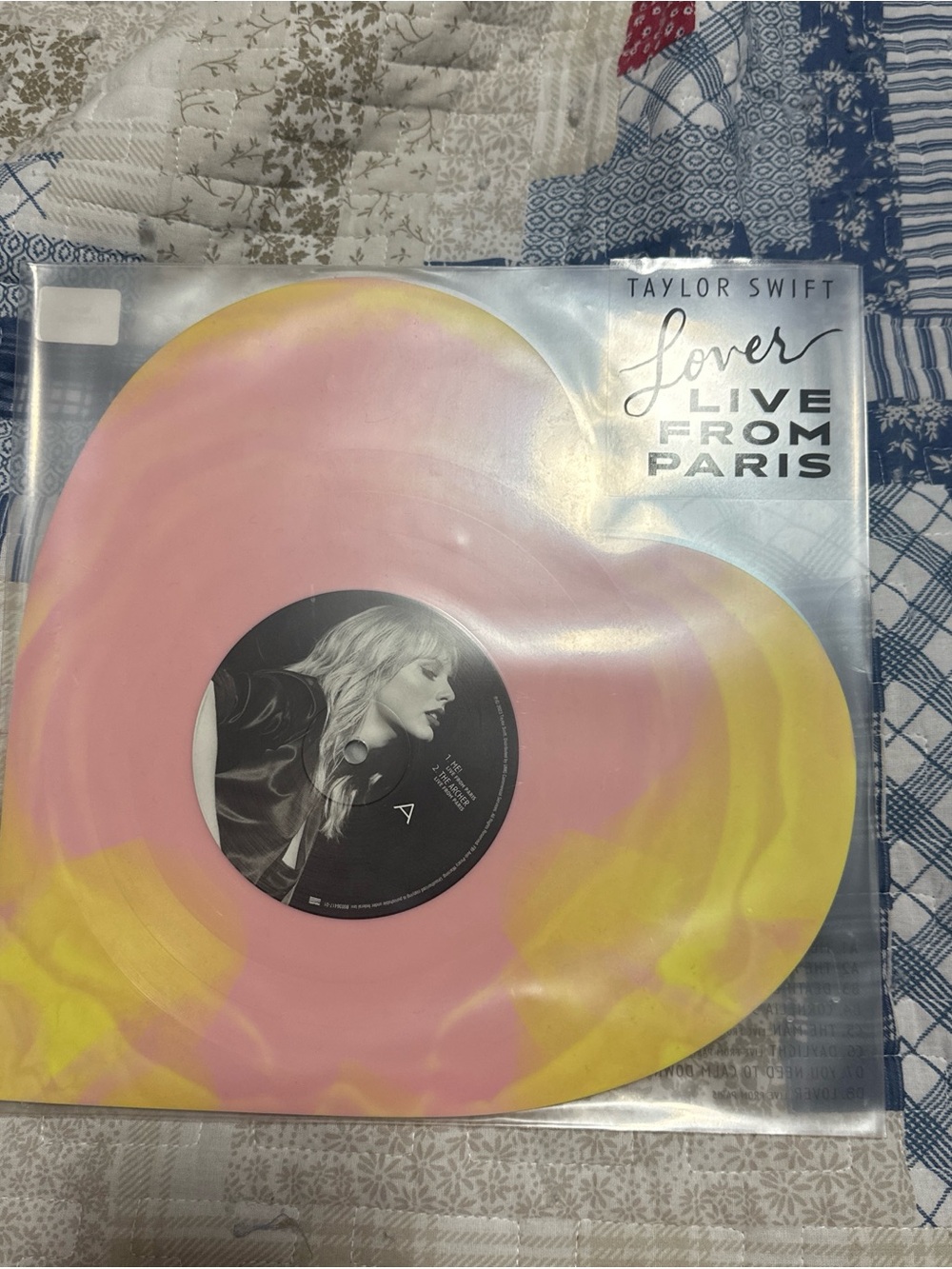 Taylor Swift Heart-Shaped Vinyl — Pink & Yellow Swirl